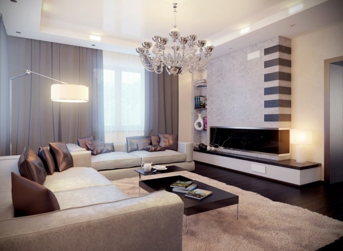 Living modern room interior rooms ideas grey colourful blue lights eclectic act centrepiece kolyada roman visualizer