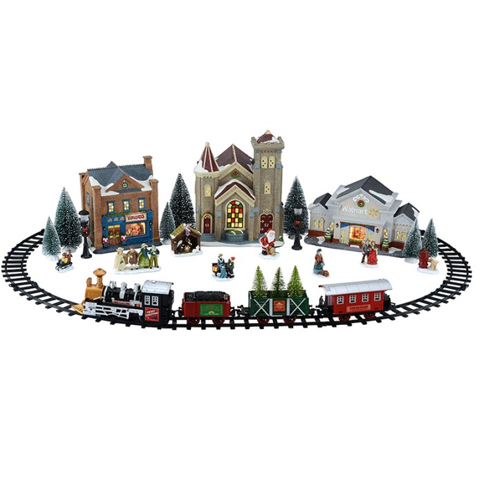 Weihnachtsdorf deko mit eisenbahn